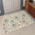 Small Door Mat Indoor Outdoor 15.7"x23.6",Halloween Absorbent Non Slip Entry Rug,Black Net Classic Spiders Gingham Orange Rustic Low Profile Welcome Mat for Front/Side Door Apartment Entrance Bathroom