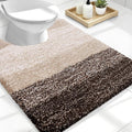 OLANLY Luxury Toilet Rugs U-Shaped 24x20, Extra Soft and Absorbent Microfiber Bathroom Rugs, Non-Slip Plush Shaggy Bath Mat, Machine Wash Dry, Contour Bathroom Mats for Toilet Base, Light Brown