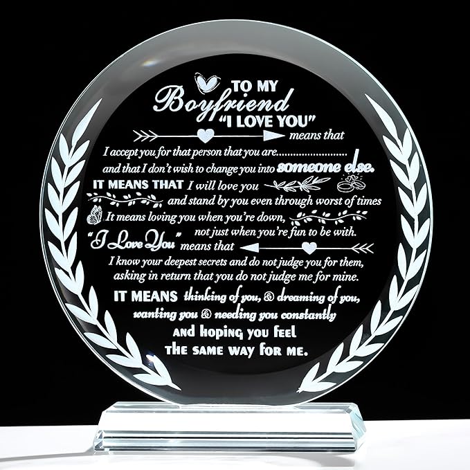 QIANWEI Gifts For Boyfriend Meaningful - Personalized Crystal Presents For Boyfriend Gift Ideas Cute - Birthday Anniversary Wedding Valentines Day Gifts Ideas For Him