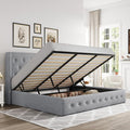 Allewie King Size Lift Up Storage Button-Tufted Bed Frame Light Grey | Modern Wingback Headboard, Hydraulic Support Storage, No Box Spring Needed