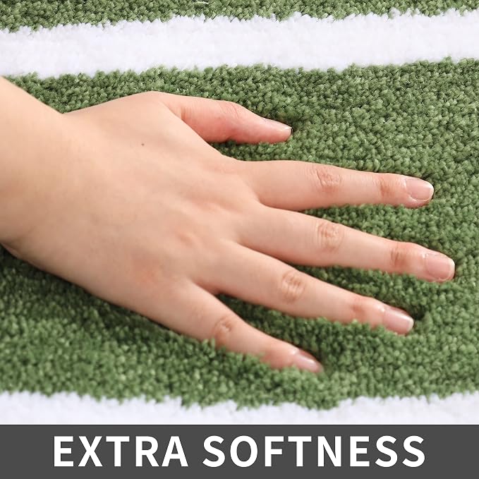 COSY HOMEER Extra Thick Bath Linen Sets Rugs - Anti-Slip Bath Mats Soft Plush 100% Strong Polyester Living Room Bathroom Mat Floor Water Absorbent(Green,24x36 - Inches)