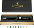 Scriveiner Personalized British Racing Green Ballpoint Pen - Stunning Green Lacquer Luxury Pen with Chrome Finish, Schmidt Ink Refill, Engraved Ball Point Gift Set for Men & Women, Custom Engraving