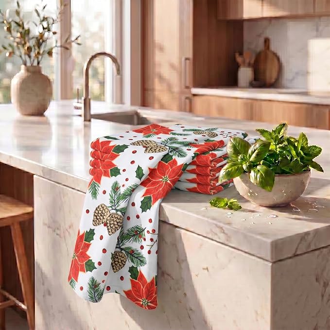 Urban Villa Kitchen Towels Cotton Dish Towels 20”x30”(Set of 6) Pinecone