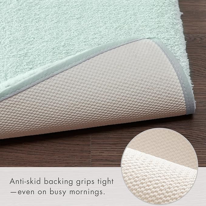 Madison Park Signature Marshmallow Bathroom Rug Non Slip, Luxrurious Plush Bath Mat, Absorbent, Quick Dry, Spa Design Bath Room Décor, 24x72, Seafoam