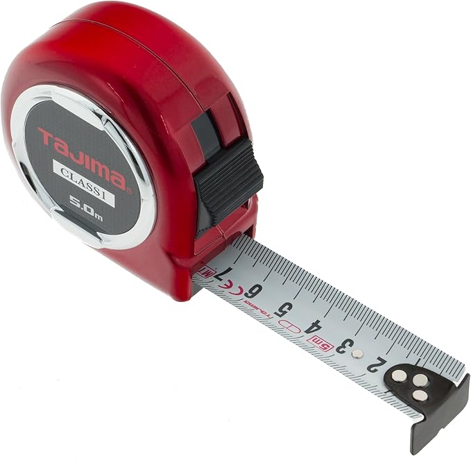 Tajima H1550MW Class 1"Hi Lock" Measuring Tape, Red, 5 m x 25 mm