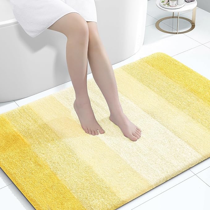 OLANLY Large Bathroom Rugs Mat 44x32, Extra Soft Absorbent Microfiber Bath Rugs, Rubber Backing, Quick Dry, Machine Washable Bath Mat for Bathroom Floor, Tub and Shower, Home Decor Accessories, Yellow