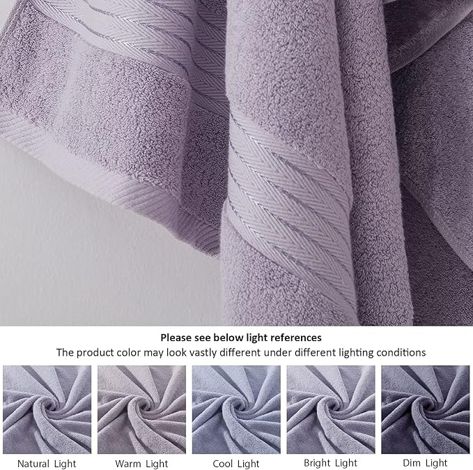 COZYART Luxury Bath Towel Set 3 PCS, Lavender 100% Turkish Cotton 650 GSM | OEKO-Tex 100 Certified Zero Twist Ring Spun, Soft Absorbent Quick Dry, Plush Fluffy, Breathable Hotel Quality for Daily Use