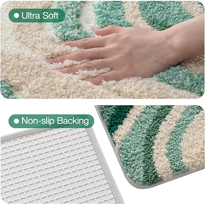 LUMI Beach Bathroom Rug Upgraded, Non Slip Bath Mat Quick Dry, Ultra Soft Washable Absorbent, Ocean Sea Theme Bath Rug for Shower Floor, Home Decor, Kids Room, Bathtub, 20"x32"