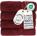 Chakir Turkish Linens 100% Cotton Premium Turkish Towels for Bathroom | 27'' x 54'' (4-Piece Bath Towels - Cranberry)