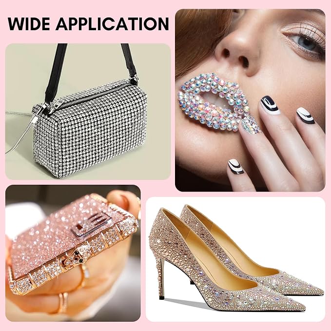 Makartt Nail Rhinestone Glue Kit: 15ml Strong Gems Adhesive Gel with 3360pcs 24 Colors Flatback Crystals Rhinestones for 3D Nails Art, Includes Tweezer, Home & Salon Manicure Kit