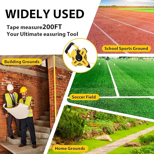 328ft/100m Open Reel Long Tape Measure, 1/2" Nylon-Coated Steel Blade, Dual Inch/Metric Scales, ABS Impact-Resistant Case for Construction, Surveying Yellow