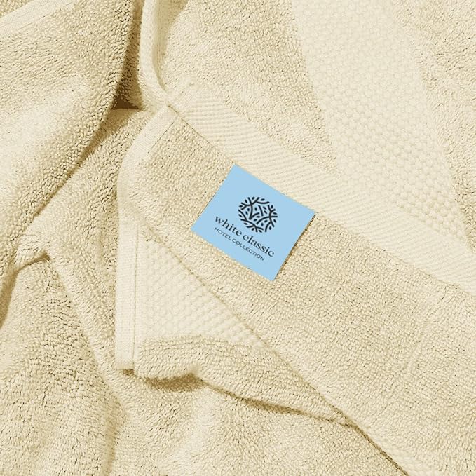 White Classic Luxury Soft Beige Bath Sheet Towels - 650 GSM Cotton Luxury Bath Towels Extra Large 35x70 | Highly Absorbent and Quick Dry | Hotel Collection Extra Large Bath Towels Oversized, 2 Pack