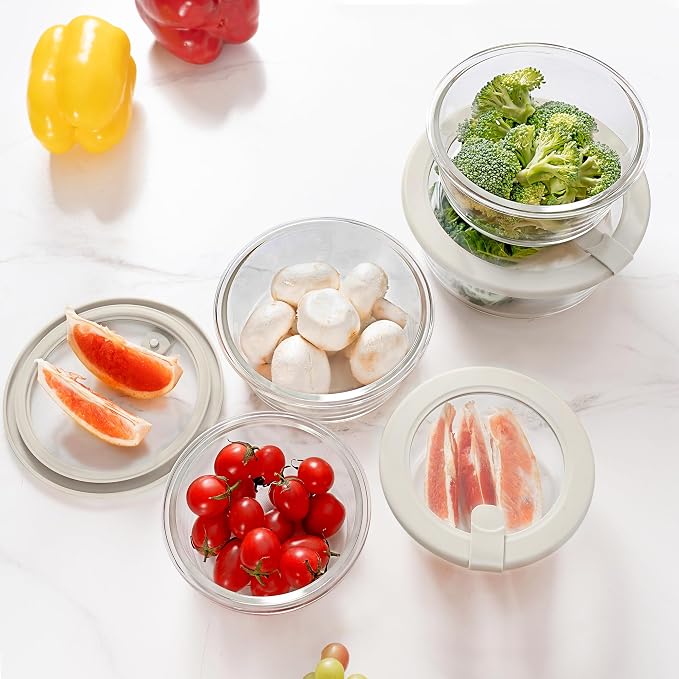 Glass Food Storage Containers with Glass Lids, Microwave Safe Food Container Set, Aitight Meal Prep Container Set, LeakProof, 100% Plastic Free, 5 Pack