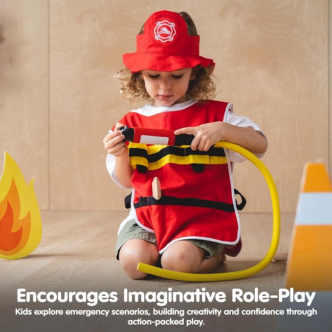PlanToys® Firefighter Play Set with Pretend Rescue Kit, Helmet & Jacket Kids