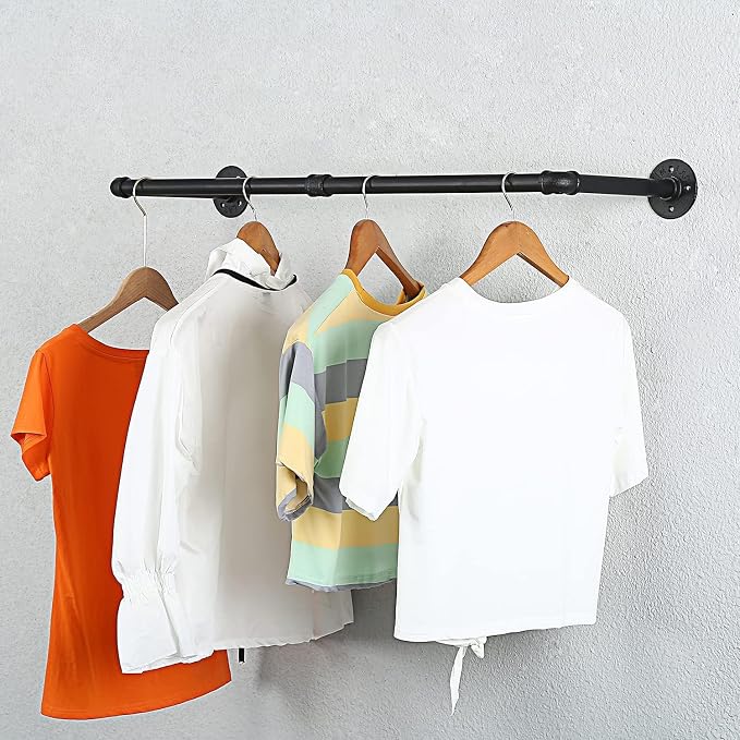 Oroonoko 36inch Industrial Pipe Clothes Rack Wall Mount For Hanging Rod Bar for Laundry Room Up to Max Load 135Lb