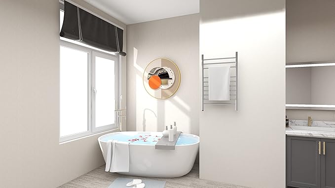 HEATGENE Towel Warmer, Compact Electric Towel Warmer for Small Bathroom, Wall-Mounted Electric Towel Racks, Plug-in/Hardwired Electric Towel Rails - Mirror Polish