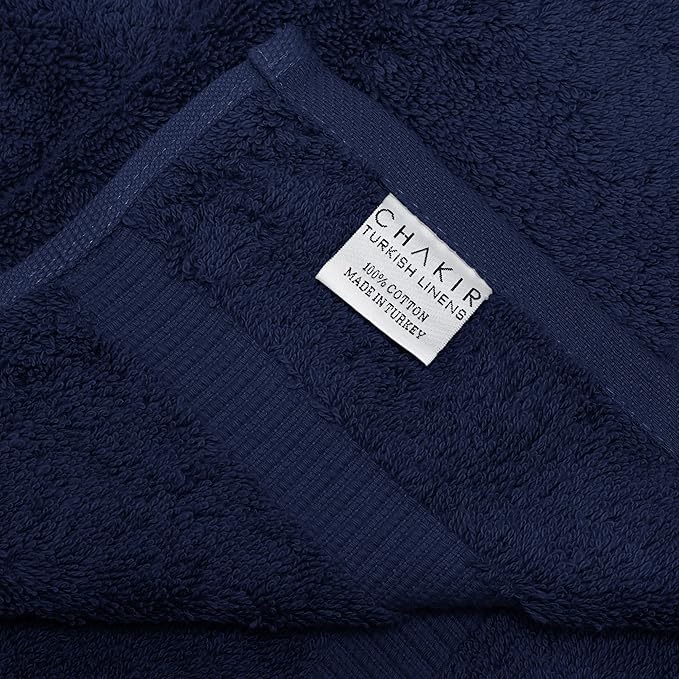 Chakir Turkish Linens 4 Piece Large Bath Towels, 100% Cotton Turkish Towels for Bathroom, Luxury Soft Absorbent Bath Towel Set, 27 x 54 Inches, Navy