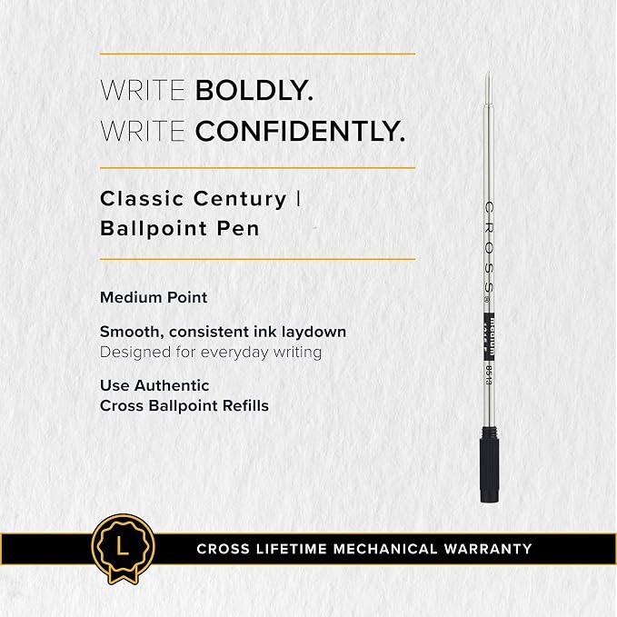 Cross Classic Century Translucent Blue Lacquer Ballpoint Pen - Refillable Pen for Effortless Writing - Black Ink - Durable Construction - Premier Distinctive Look - Gift-Ready