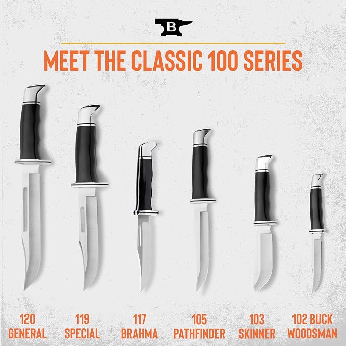 Buck Knives 119 Special Hunting Knife, 6" Fixed Blade, Full Tang Design, Phenolic Handle, 420HC Stainless Steel Clip Point Blade, Sheath Included, Knife Made in the USA, 7.5 oz