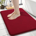 OLANLY Thick Memory Foam Small Bathroom Rug 24x16, Absorbent Bath Mat, Red | Soft Quick Dry Bath Mat Rugs, Non-Slip, Machine Washable Mat for Bathroom Floor, Tub and Shower, Home Decor Accessories
