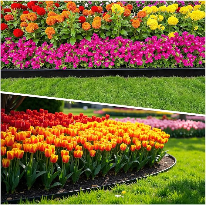 3in Tall 80ft Landscape Edging Kit with 120pcs Metal Spikes, Reinforced Rib Design,Dig-Free Flexible Plastic Edge Border for Landscape, Lawn,Garden,Flower Beds,Yard,Paver,Playground, Fence,Pathway