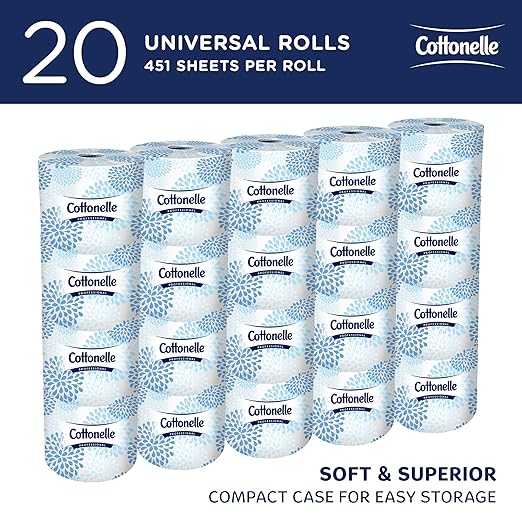 Cottonelle Professional Standard Roll Toilet Paper, Bulk (13135), 2-Ply, White, Compact for Easy Storage (20 Rolls of 451 Sheets, 9,020 Sheet Total)