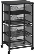 Rolling Cart with Drawers, 4-Drawer Storage Cart on Wheels with Wooden Top, Metal Utility Cart with Storage Drawers, Craft Storage Art Cart for Classroom, Office, Kitchen, Bedroom,Patent Pending