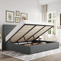 Allewie King Size Lift Up Hydraulic Storage Bed Frame Dark Grey | Modern Wingback Headboard, Hydraulic Support Storage, No Box Spring Needed