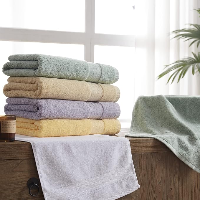 COZYART Luxury Bath Towel Set 6 Pcs, Lavender 100% Turkish Cotton 650 GSM | OEKO-Tex 100 Certified Zero Twist Ring Spun, Soft Absorbent Quick Dry, Plush Fluffy, Breathable Hotel Quality for Daily Use