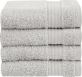 Cotton Paradise 100% Cotton Turkish Towel Set, Soft Absorbent Quick Dry, 4 Piece Washcloth Set, Silver Grey