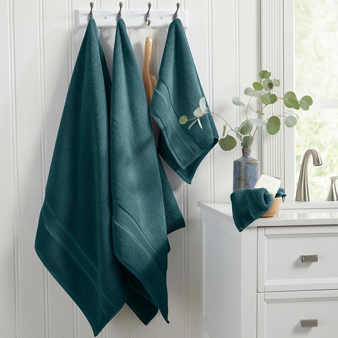 Springtree Home Luxury Bamboo Rayon Bath Towel Set | 6-Piece Set | Teal | 35% Bamboo Rayon - 65% Zero Twist Cotton | Absorbent Quick-Dry Towels for Bathroom | Ultra Soft | OEKO-TEX Standard 100