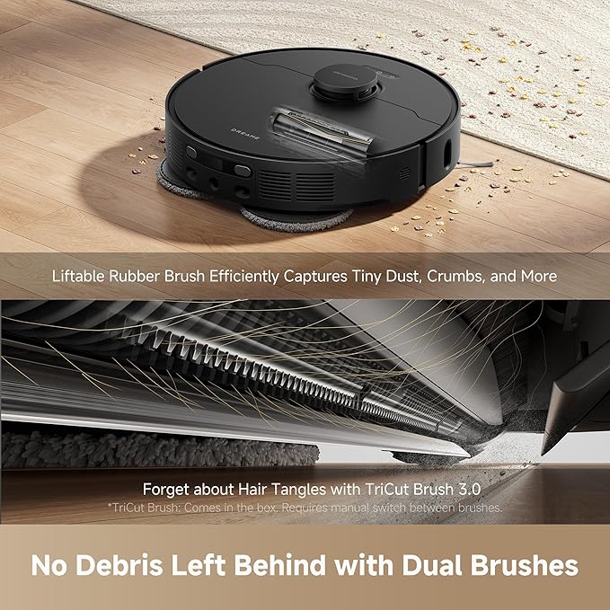 DREAME L40s Ultra AE Robot Vacuum and Mop Combo, 19,000Pa Suction, Self Emptying Dust Box, Flexible Mop & 167℉ Self Cleaning Washboard, Diverse Brush Selection, All-in-One Station, Auto Refill