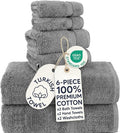 Chakir Turkish Linens 6 Piece Towel Set, 100% Cotton Turkish Towels for Bathroom, Luxury Soft Absorbent Bath Towel Set with 2 Bath Towels 2 Hand Towels 2 Washcloths, Gray