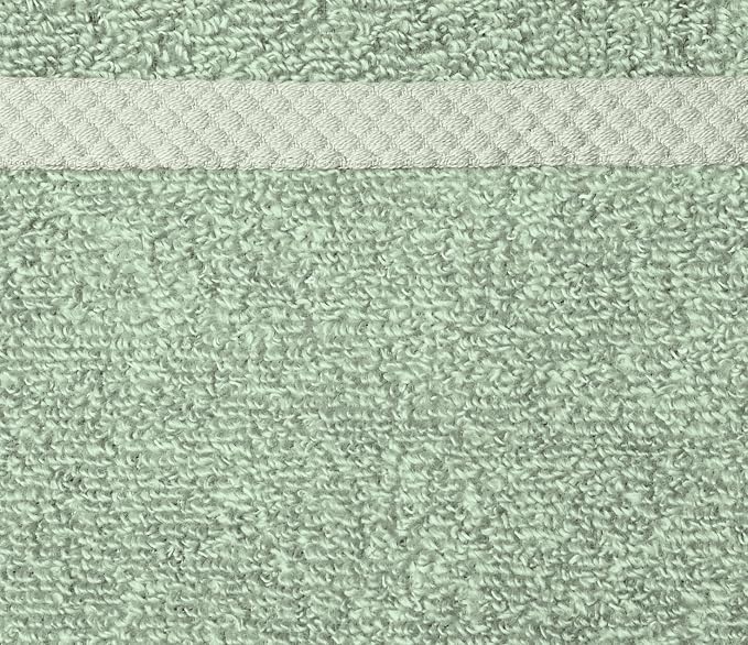 Amazon Basics Cotton Washcloths, Lightweight Quick-Dry, Comfy and Soft, 12" x 12", Seafoam Green, 12-Pack