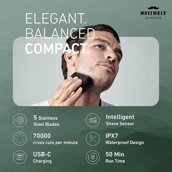 Panasonic ARC5 Palm-Sized Foil Shaver, Handheld Luxury Compact Travel Shaver with 5-Blade Cutting System and USB-C Charging, Wet/Dry Electric Razor for Daily Shaving Routine - ES-PV3A-K