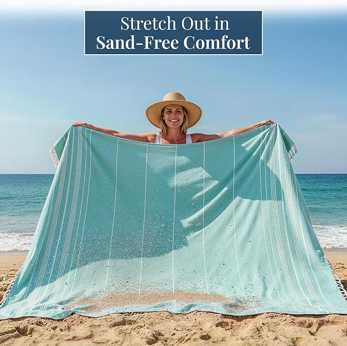 LANE LINEN Beach Blanket Sand Free & Lightweight Beach Towel - Hunter Green