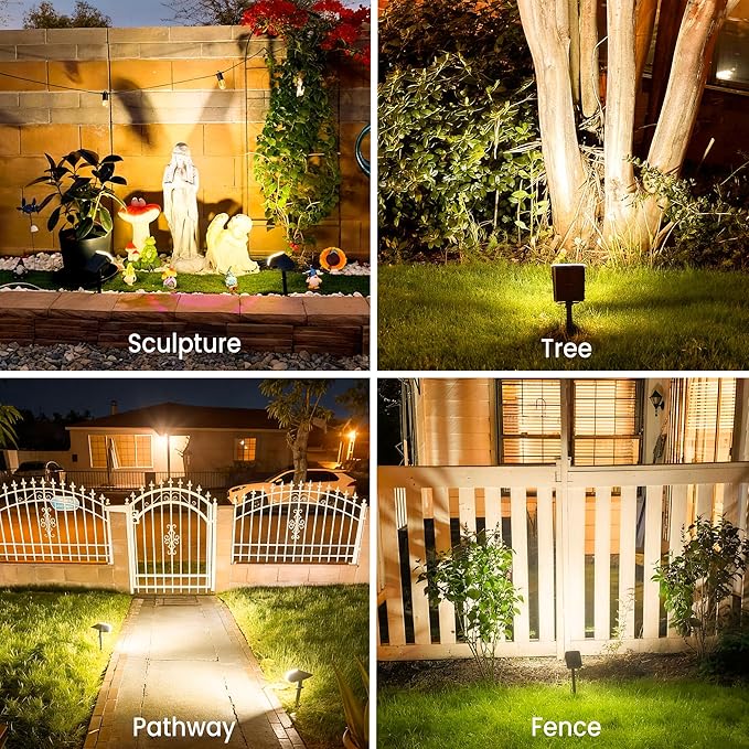 JEJOT Solar Spotlights Outdoor Waterproof with Focus Beam, 2 Pack | Solar Spot Lights, 2 Lighting Modes, Solar Lights for Yard Garden Lawn Landscape Pathway, Warm White