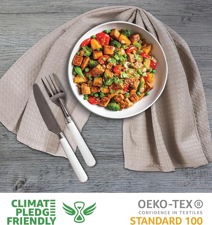 Urban Villa Kitchen Towels Cotton Dish Towels 20”x30” (Set of 6) Tan