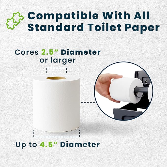 Alpine 2 Pack Commercial Toilet Paper Dispenser - Double Toilet Paper Holder Wall Mount for Less Frequent Paper Roll Refill