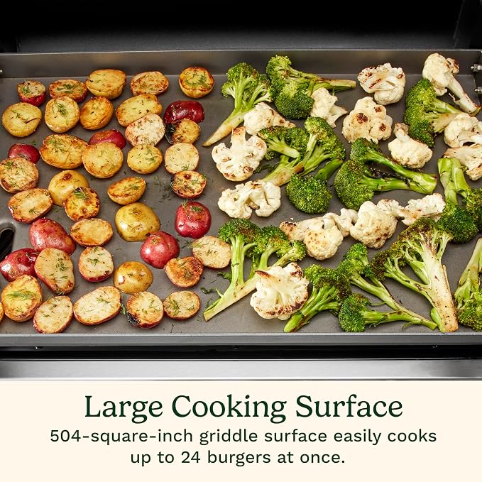 Cuisinart 28” Outdoor Griddler and Broiler Combo, 2-in-1 Carbon Steel Flat-Top Grill and Broiler with Hood, Adjustable Rack, Wheels, Side Tables, Large Cooking Area for BBQs, Outdoor Griddle Station