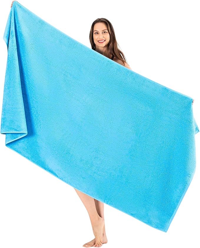 SALBAKOS Luxury 100% Turkish Cotton Bath Sheet 40x80 (1-Piece, Aqua Blue) | Extra Large Jumbo Oversized Bathroom and Beach Towel, Super Soft Highly Absorbent Thick Premium Hotel Quality, Made in Turkey