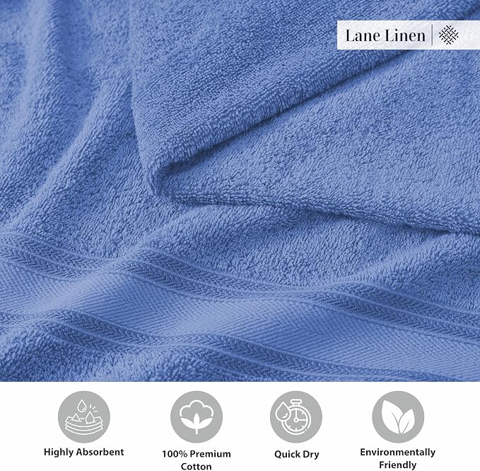 LANE LINEN Towel Set Soft Absorbent Quick Dry 100% Cotton 3 Piece - Allure | Cotton Bath Towels - Lightweight & Breathable, Fade-Resistant Color, Classic Terry Weave, Densely Woven, Coordinated Colors