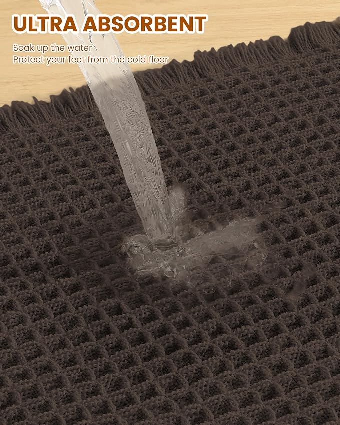 Smiry Waffle Bath Mat 36x24, Extra Soft Absorbent Bathroom Rugs, Non Slip Machine Washable Quick Dry Bath Rugs for Bathroom Floor, Tub, Shower, Home Decor Accessories, Chocolate