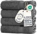 Chakir Turkish Linens 4 Piece Washcloth Set, 100% Cotton Luxury Turkish Washcloths for Bathroom, Soft Absorbent Washcloths, 13 x 13 Inches, Dark Gray