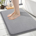 OLANLY Thick Memory Foam Small Bathroom Rug 24x16, Absorbent Bath Mat, Grey | Soft Quick Dry Bath Mat Rugs, Non-Slip, Machine Washable Mat for Bathroom Floor, Tub and Shower, Home Decor Accessories
