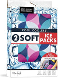 Fit & Fresh Cool Coolers 2 Pack Soft Ice for Lunch Bags, Flexible Stretch Nylon, Durable, Reusable Lunch Box Ice Packs, Soft Ice, Reusable Freezer Packs, Lunch Ice, Easy to Clean, Geo & Navy