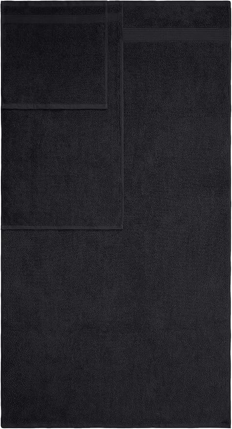 American Veteran Towel, 6 Piece Towel Set for Bathroom, 100% Cotton Turkish Bathroom Towels, 2 Bath Towels 2 Hand Towels 2 Washcloths, Black