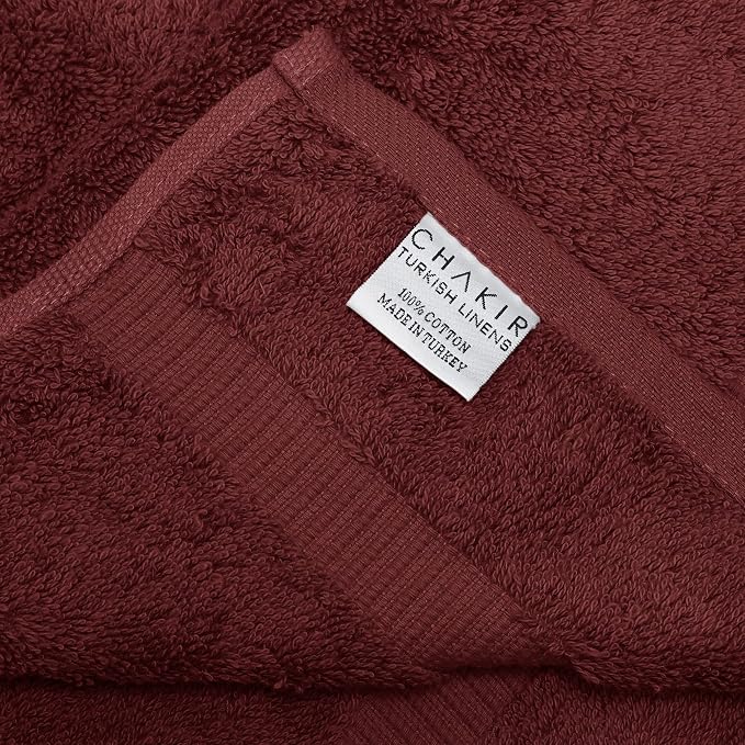 Chakir Turkish Linens 4 Piece Hand Towels, 100% Cotton Turkish Towels for Bathroom, Luxury Soft Absorbent Hand Towel Set, 16 x 30 Inches, Cranberry