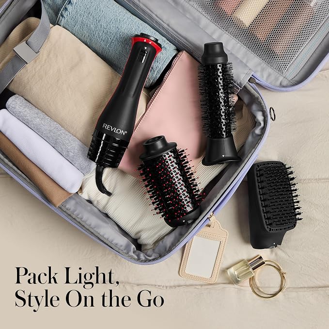 REVLON 3-in-1 Multi-Styler Hair Dryer Brush, Straighten, Curl & Smooth with One Tool, Hot Air Brush for Blowouts, Waves & Sleek Styles, Lightweight Styling Brush with Multiple Heat Settings