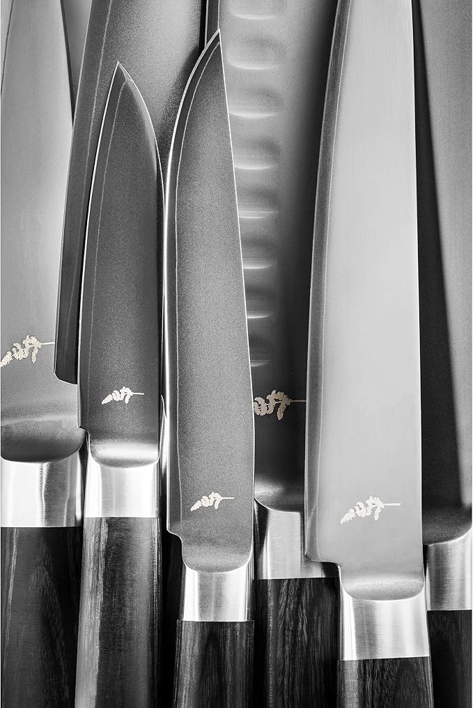 Michel Bras 7 Piece Knife Set | Handcrafted Kitchen Knife Set, 3 Layer Stainless Steel Blades, Black Pakkawood Handle, Precision and Sharpness